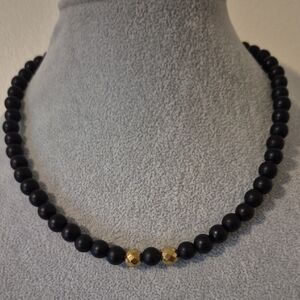 Choker Matt Black Onyx 17"Matching Braclet 7 1/2"UNISEX